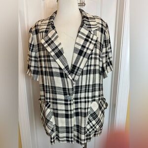Vintage Two Twenty Plaid black-and-white oversized vintage blazer 1980s large 14
